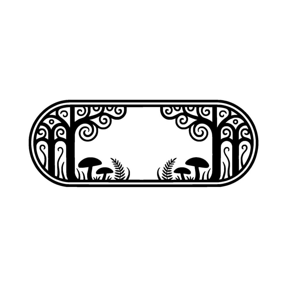 Enchanted Forest Emblem, Whimsical Border vector