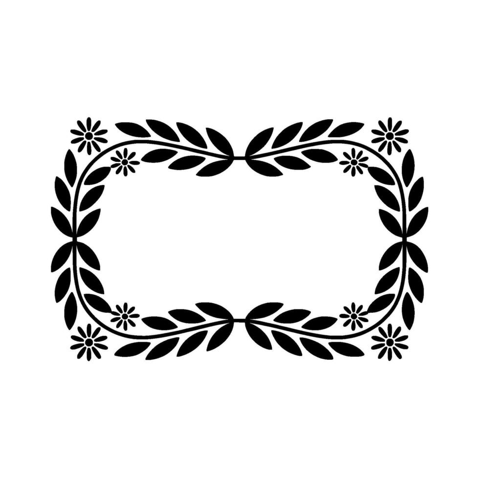 Elegant Black Laurel Wreath Border, Minimalist - Frame vector