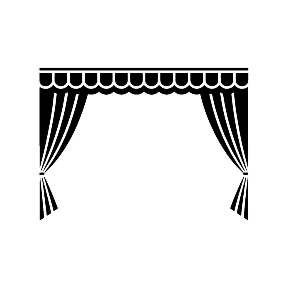 Dramatic Curtain Silhouette, Minimalist Stage vector