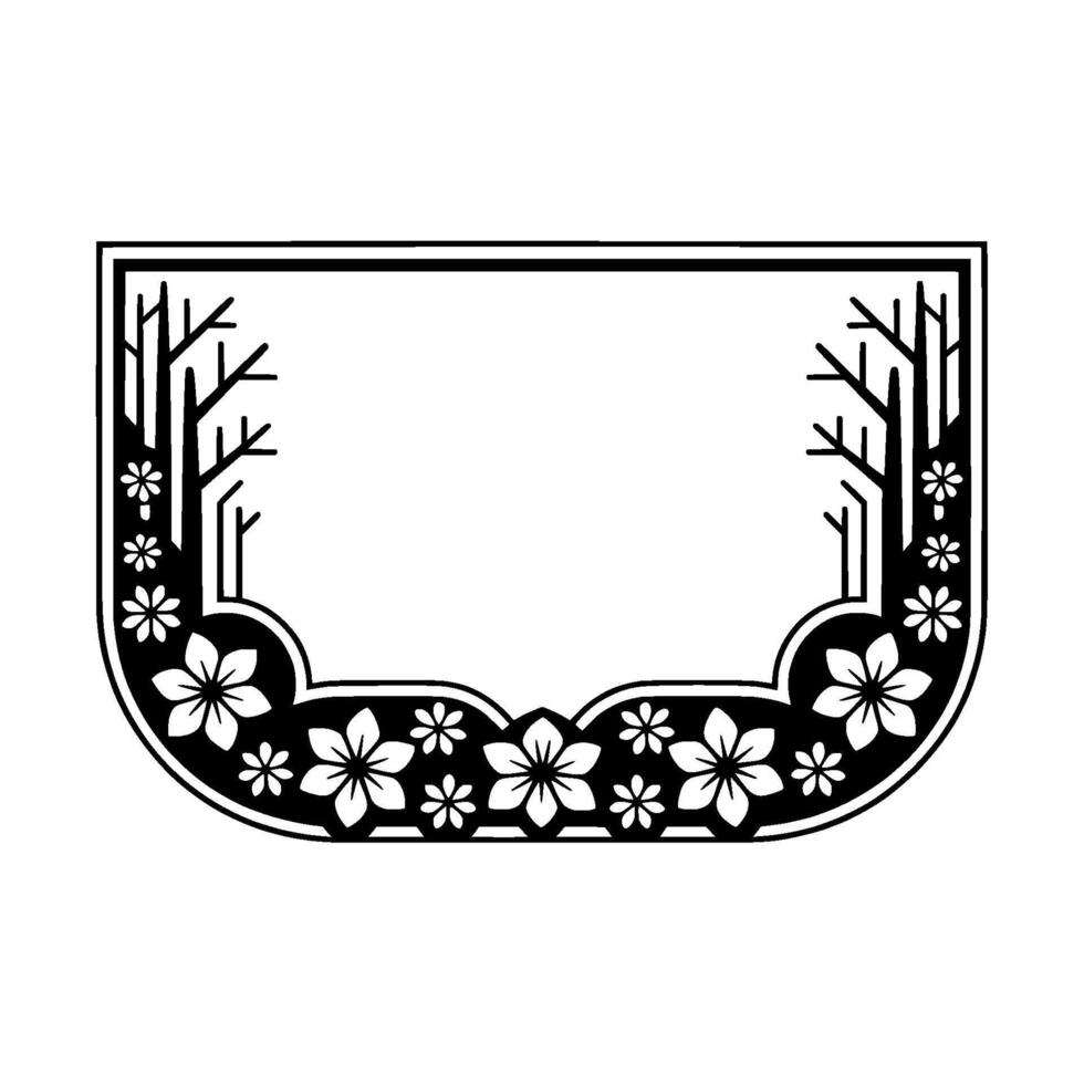 Elegant Japanese Blossom Frame, Minimalist - Sakura vector