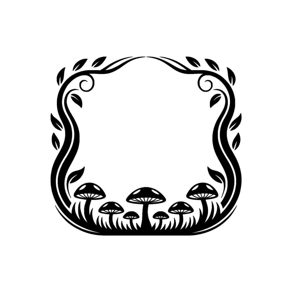 Mystical Mushroom Frame, Botanical Illustration vector