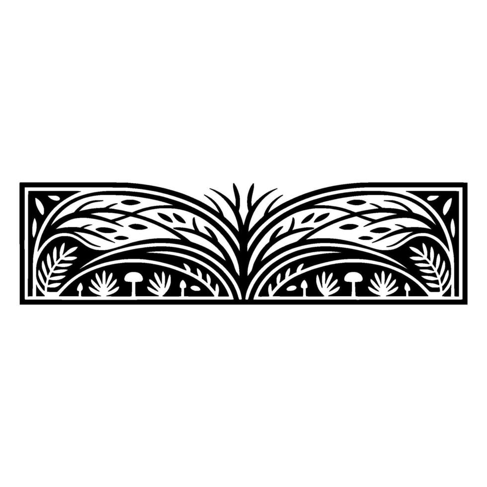 Stylized Botanical Border, Vintage Illustration - Symmetry vector