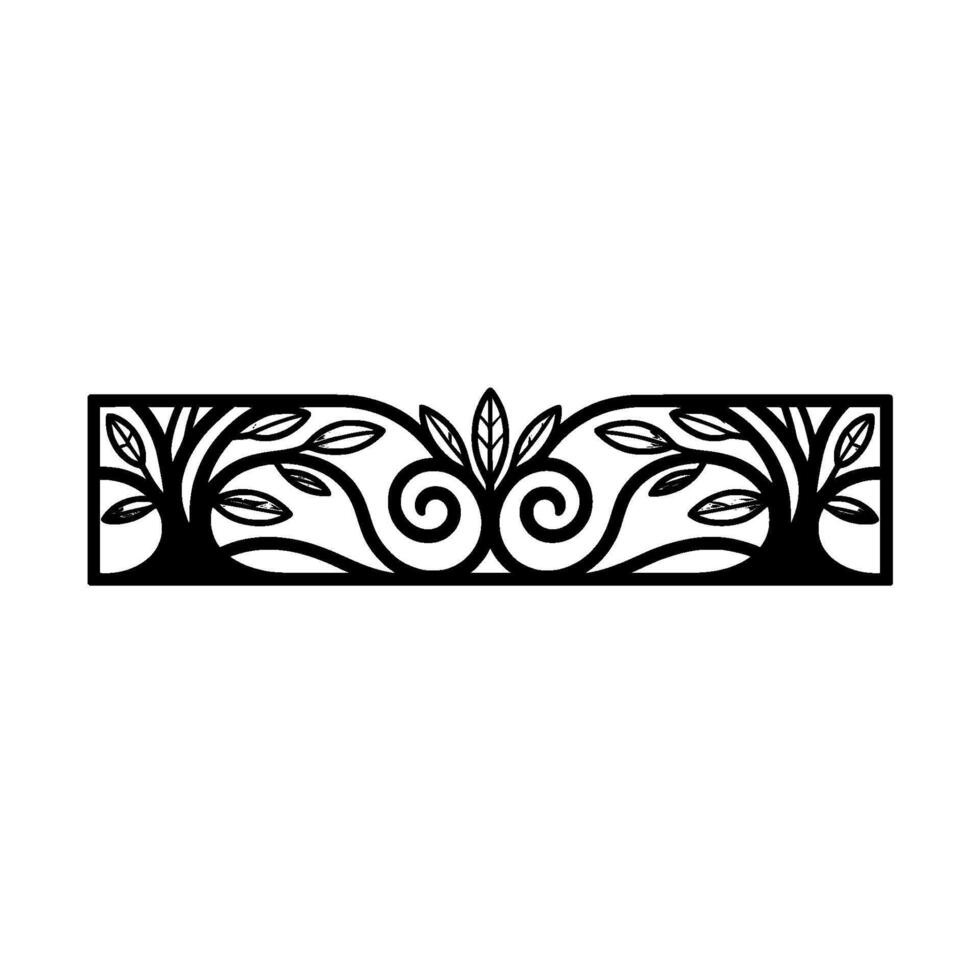 Elegant Metal Botanical Border, Vintage vector