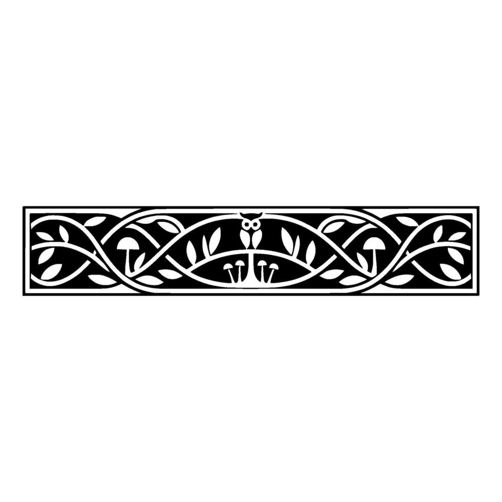 Elegant Owl Border, Art Nouveau Inspired vector