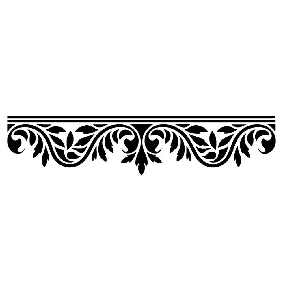 Elegant Black Floral Border, Vintage Element - Ornament, Stylized vector