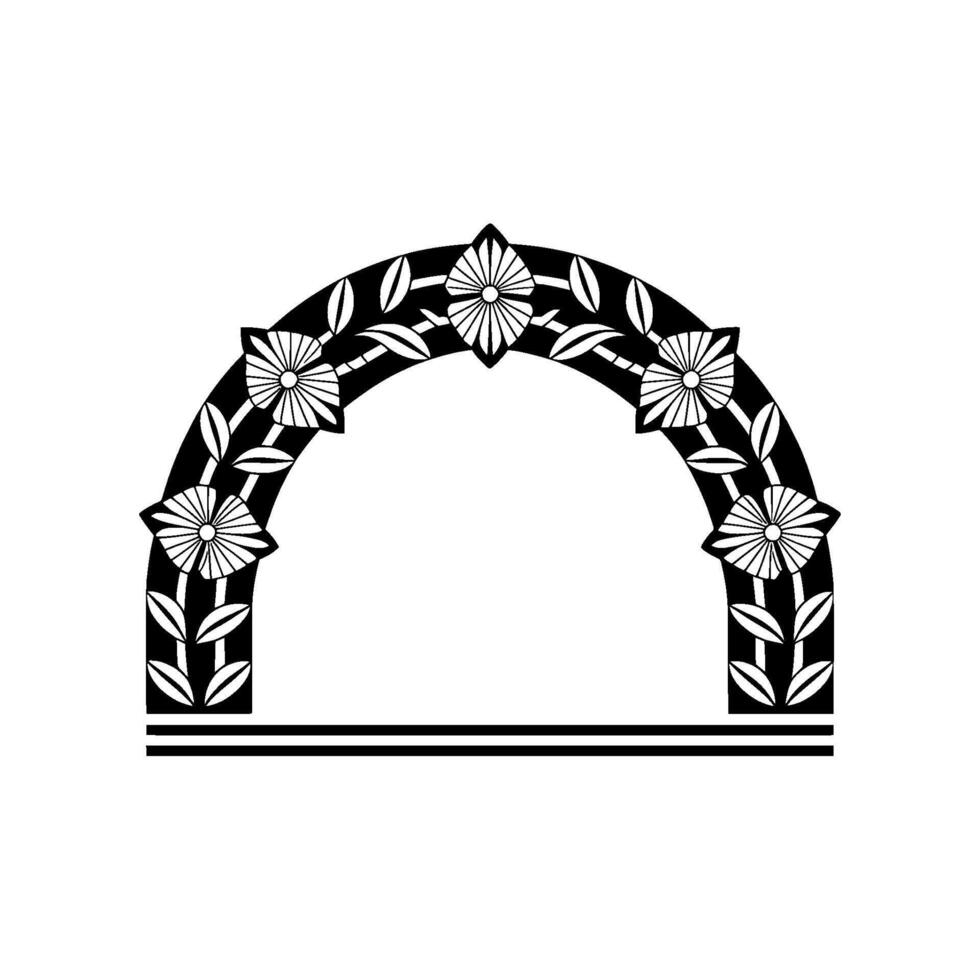 Geometric Arch with Floral Motif, Minimalist vector