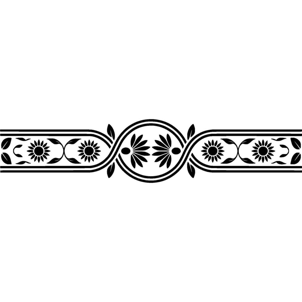 Elegant Black Floral Border, Vintage Element - Decorative, Art nouveau vector
