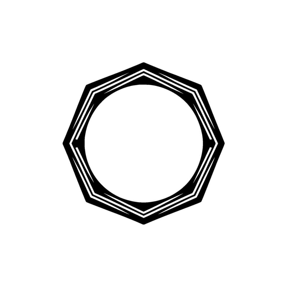 Geometric Hexagon Frame, Minimalist, Circular Focus vector