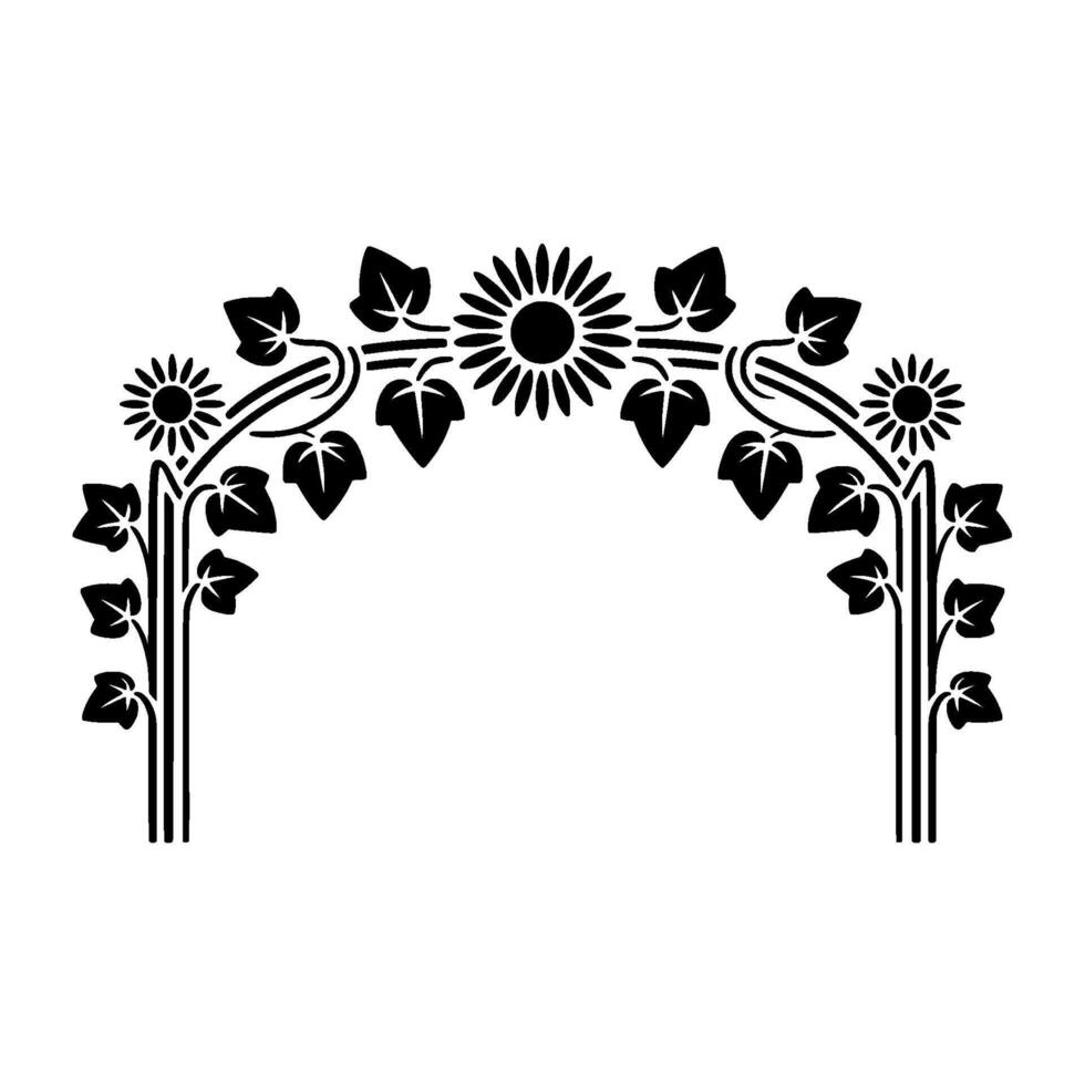 Stylized Sunflower Arch Vintage Botanical Motif vector