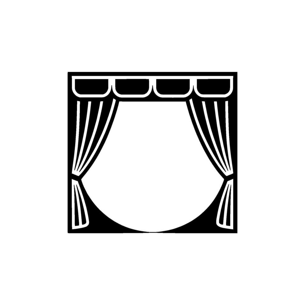 Dramatic Stage Silhouette, Minimalist Curtain - Theater vector