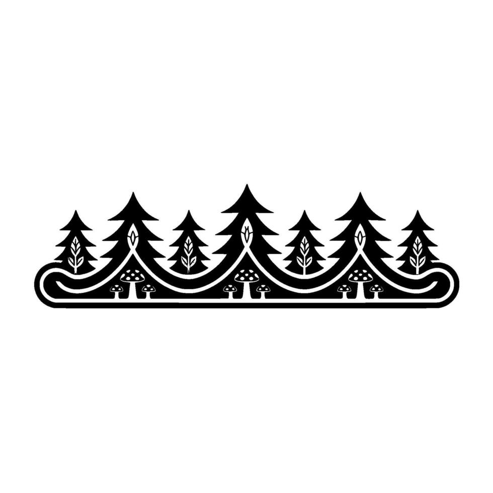 Stylized Forest Border, Geometric Woodland Illustration vector