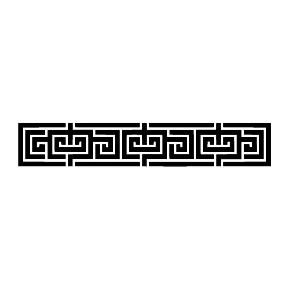 Geometric Aegean Border, Intricate Black Pattern vector