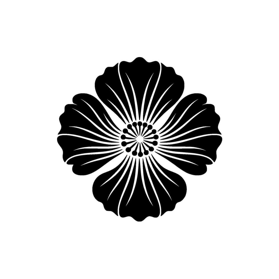 Elegant Black Silhouette Flower, Minimalist vector