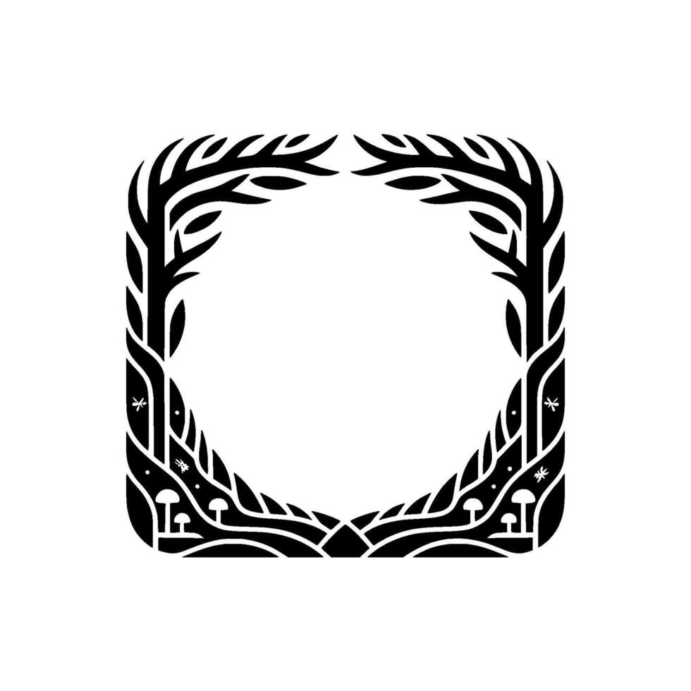 Stylized Forest Frame, Emblemic Black White vector