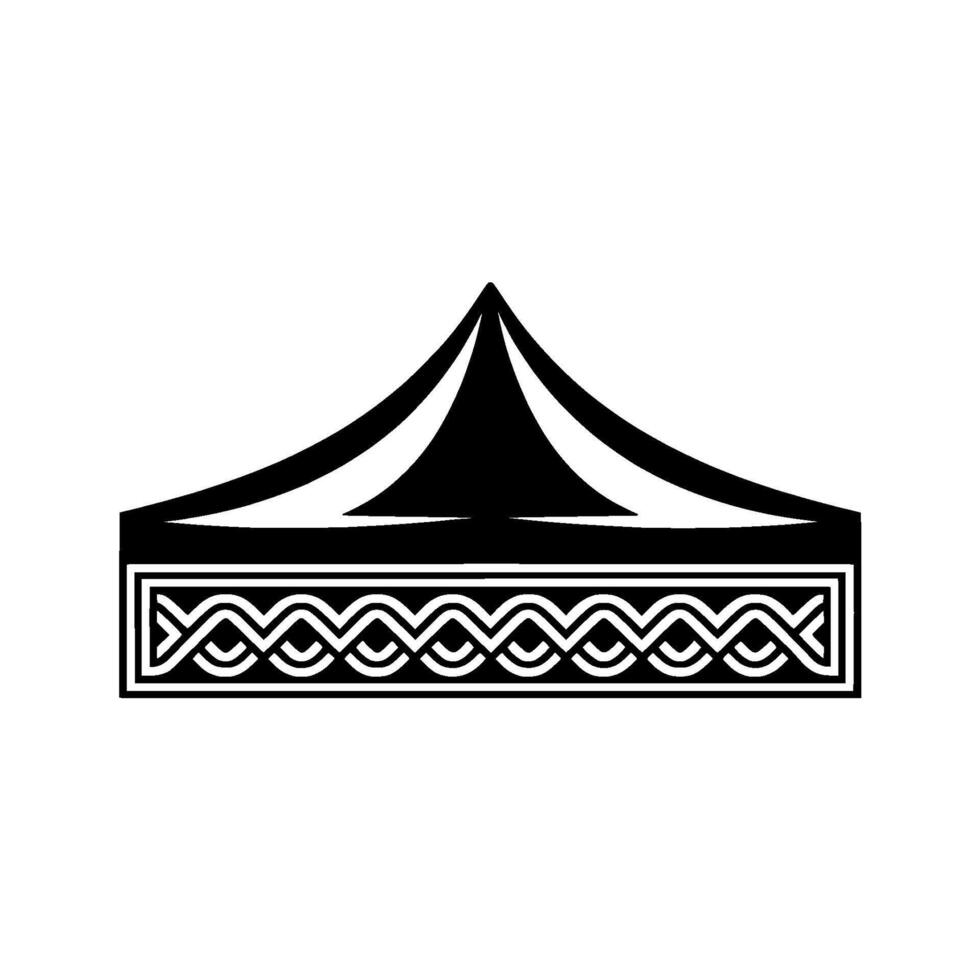 Geometric Tent Emblem, Celtic Border, Minimalist vector