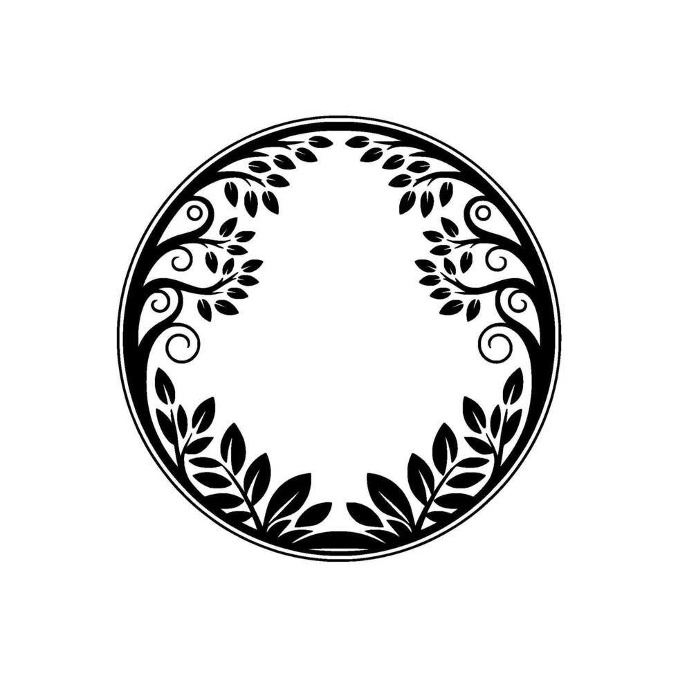 Elegant Botanical Circle, Vintage, Circular Emblem vector