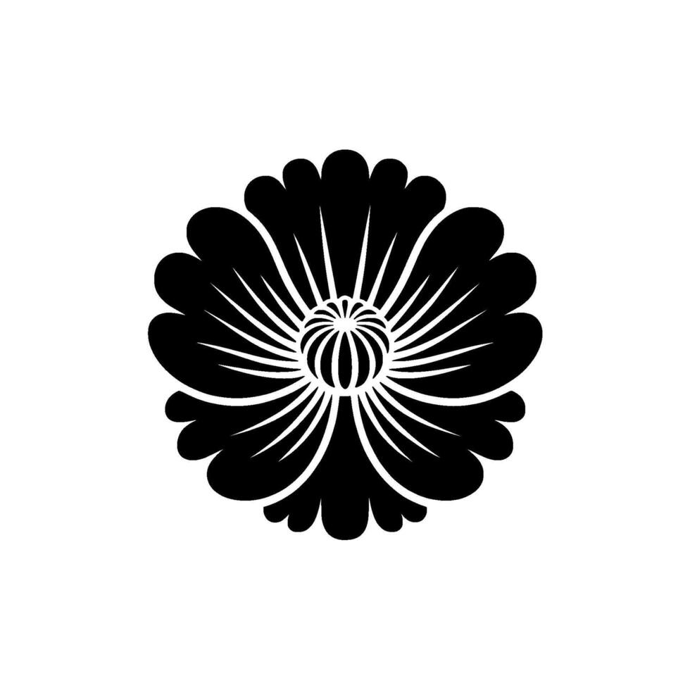 Elegant Black Floral Emblem, Minimalist - Flower, Circular vector