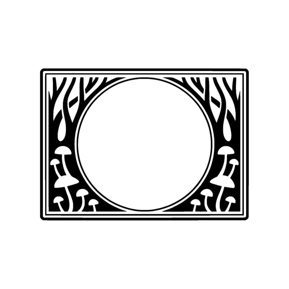 Art Nouveau Frame, Mushroom Motif, Elegant Border vector