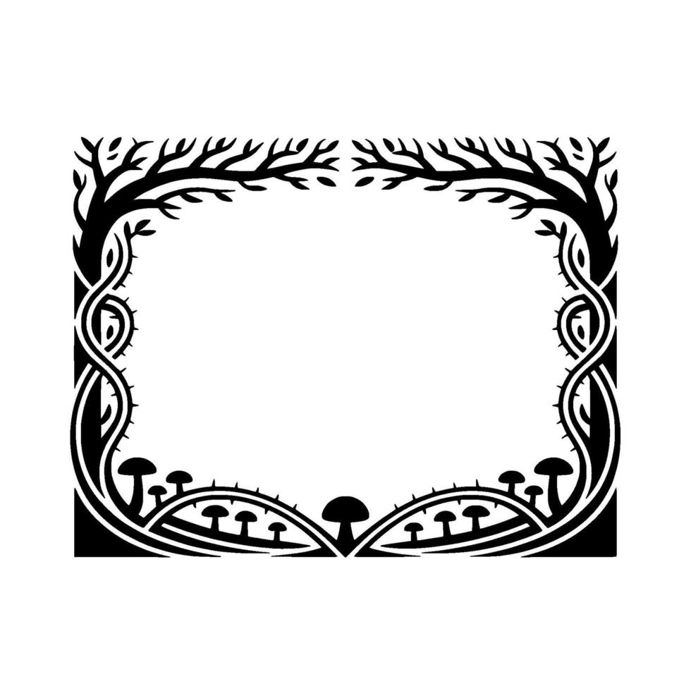 Intricate Forest Frame, Art Nouveau Botanical Border - Art nouveau vector
