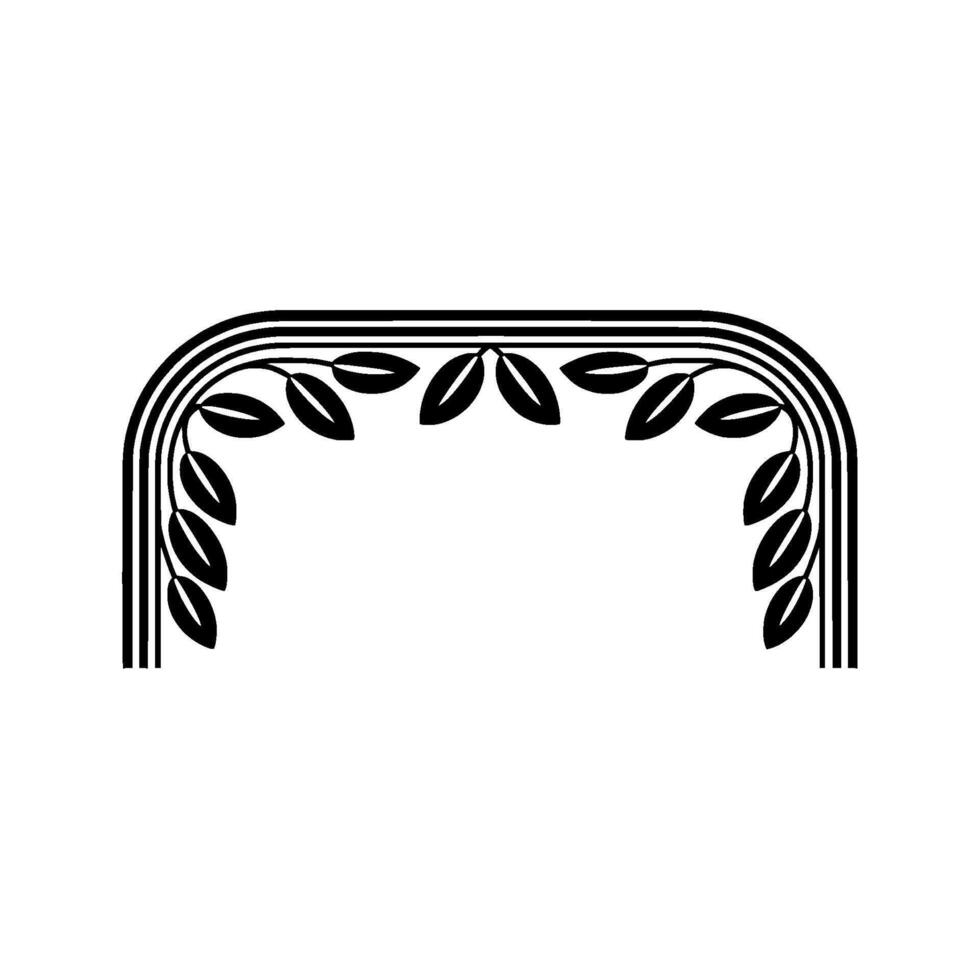Stylized Arch with Leaf Motifs - Minimalist Element vector