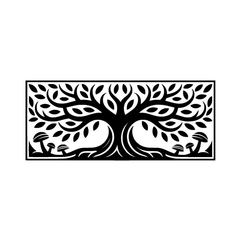 Elegant Black Tree Emblem, Minimalist Botanical - Illustration vector