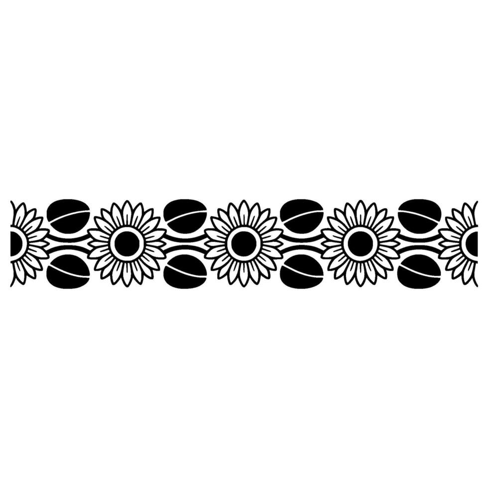 Stylized Sunflower Border, Retro Floral - Pattern vector
