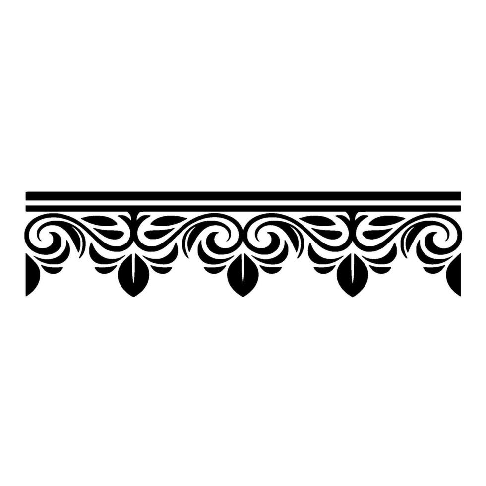 Elegant Black Floral Border, Vintage Element - Ornament, Scroll vector