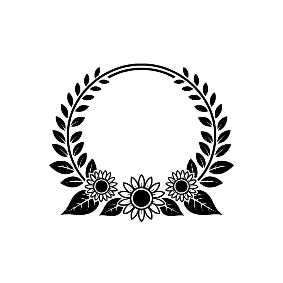 Elegant Sunflower Wreath, Minimalist vector