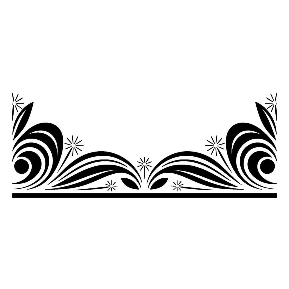 Elegant Black Floral Border, Vintage - Composition - Decorative vector