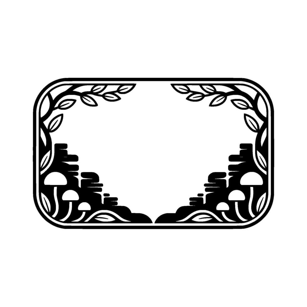 Botanical Frame, Mystical Forest Silhouette vector