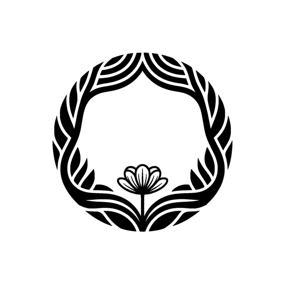 Circular Emblem Floral Growth, Symbolic Protection vector