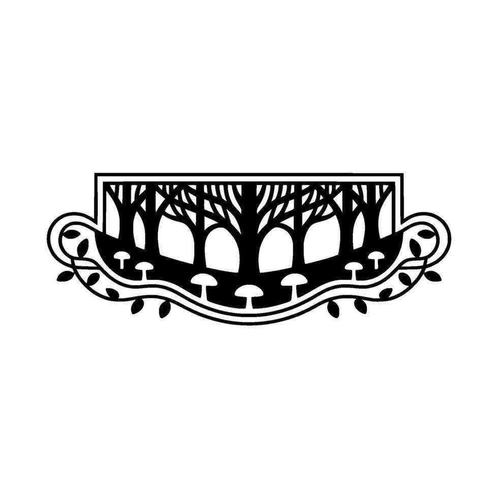Botanical Emblem, Forest Silhouette, Elegant vector