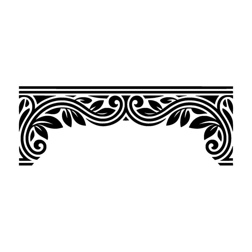 Elegant Black Floral Border, Vintage Element - Ornament, Leaves vector