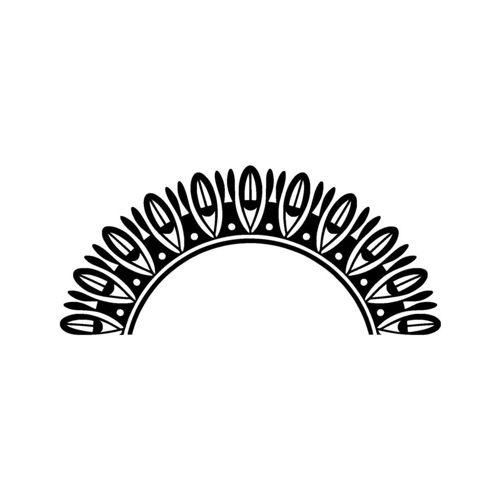 Stylized Crescent Moon Ornament, Geometric - Lineart vector