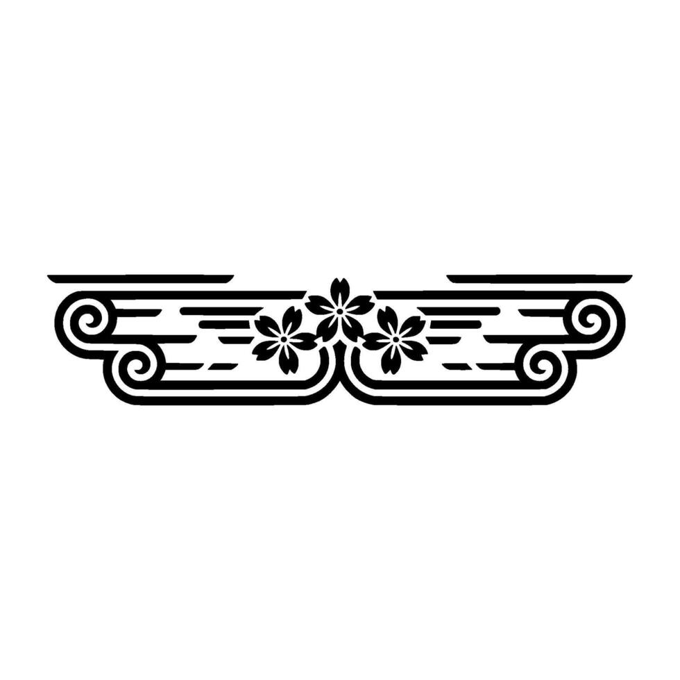 Elegant Japanese Scroll Border, Floral Accent vector