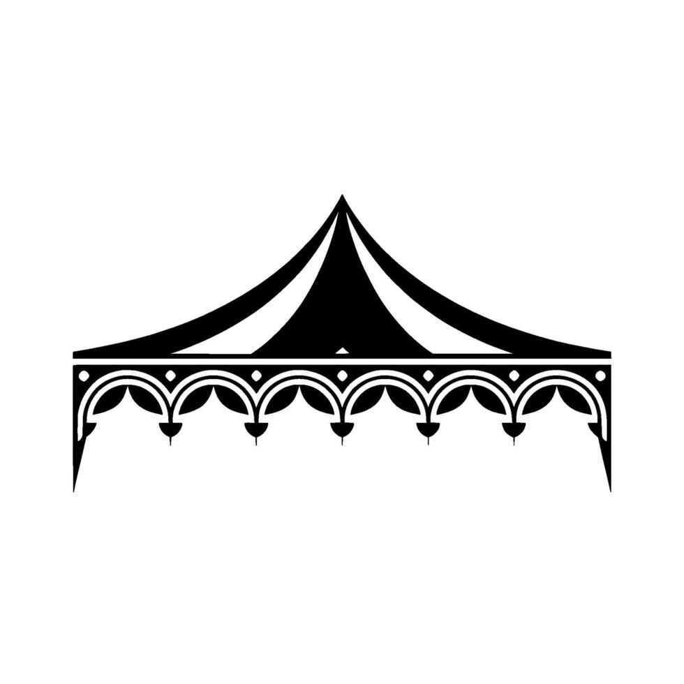 Stylized Tent Silhouette, Intricate Border - Minimalist vector
