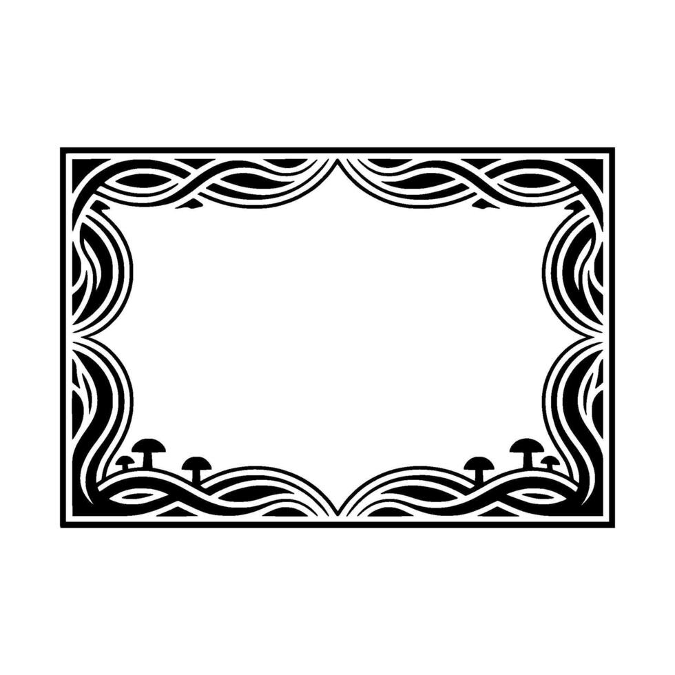 Art Nouveau Frame, Decorative Border, Mushroom Motif, Elegant vector