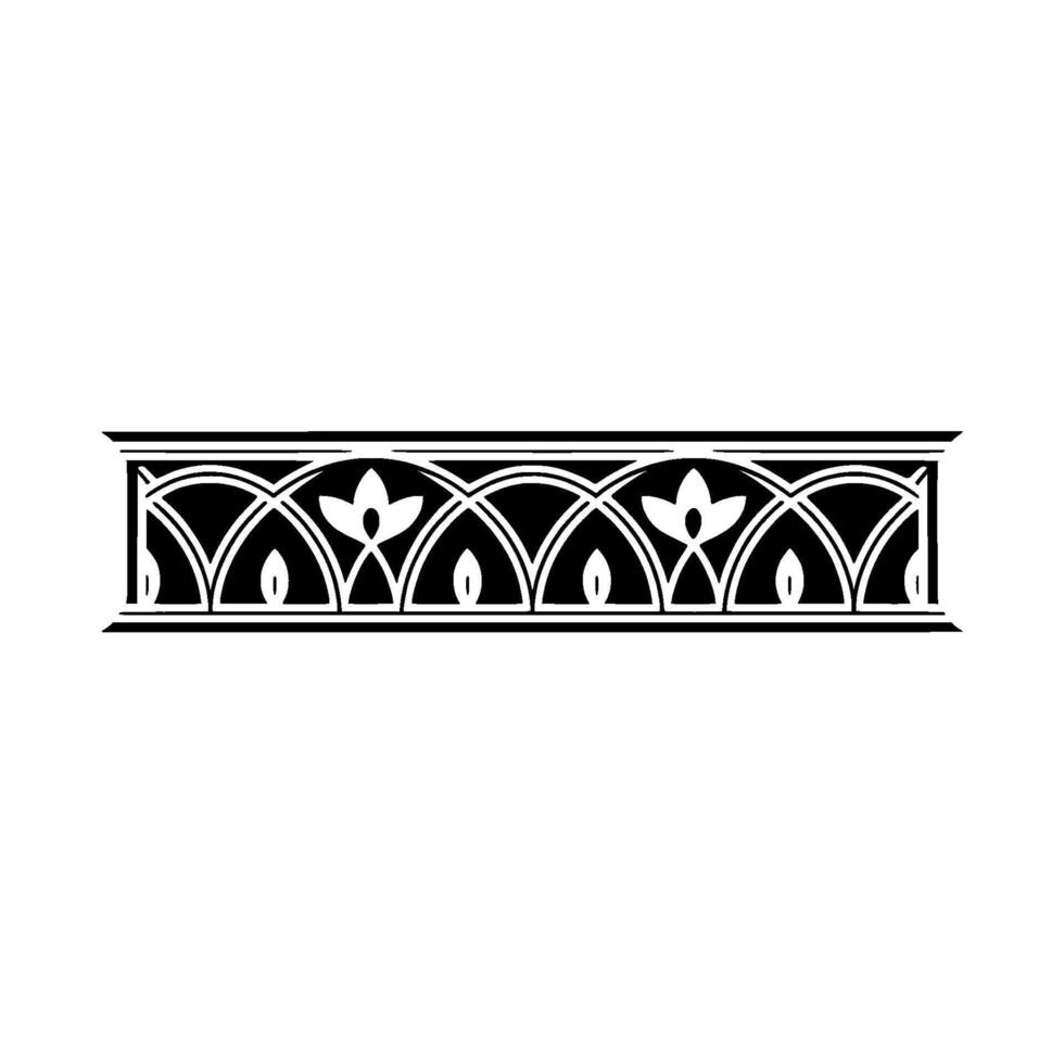 Ornate Black White Decorative Border, Art Nouveau Inspired vector