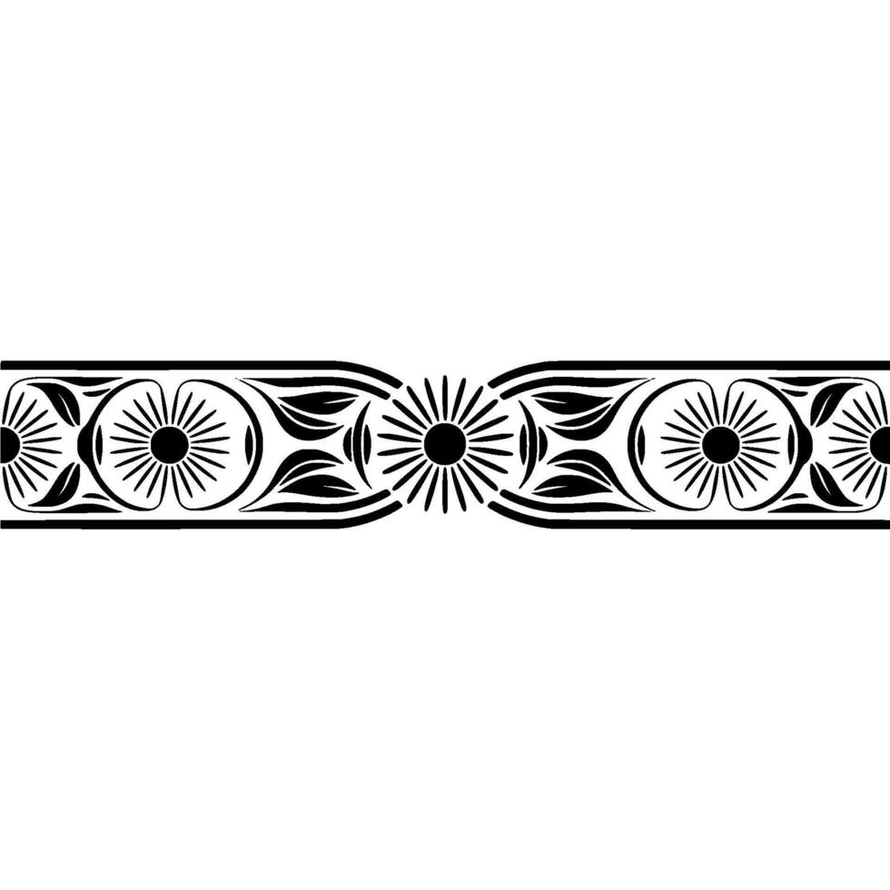 Intricate Black Ornamental Border, Vintage Style - Geometric - Floral vector