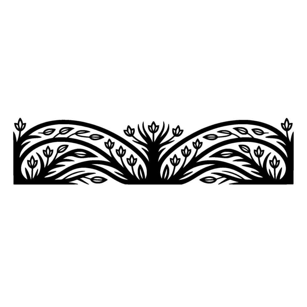 Elegant Botanical Border, Vintage Element - Floral, Header vector