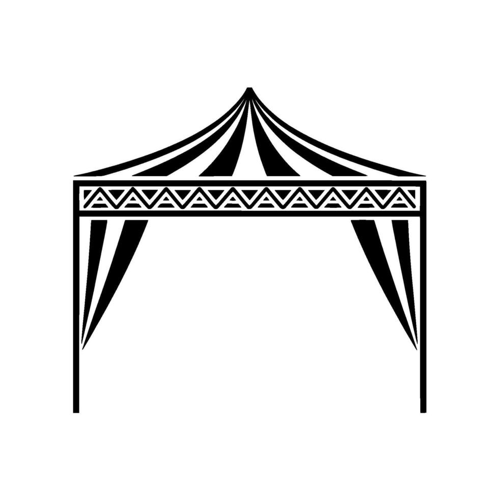 Geometric Circus Tent, Stylized Black White vector
