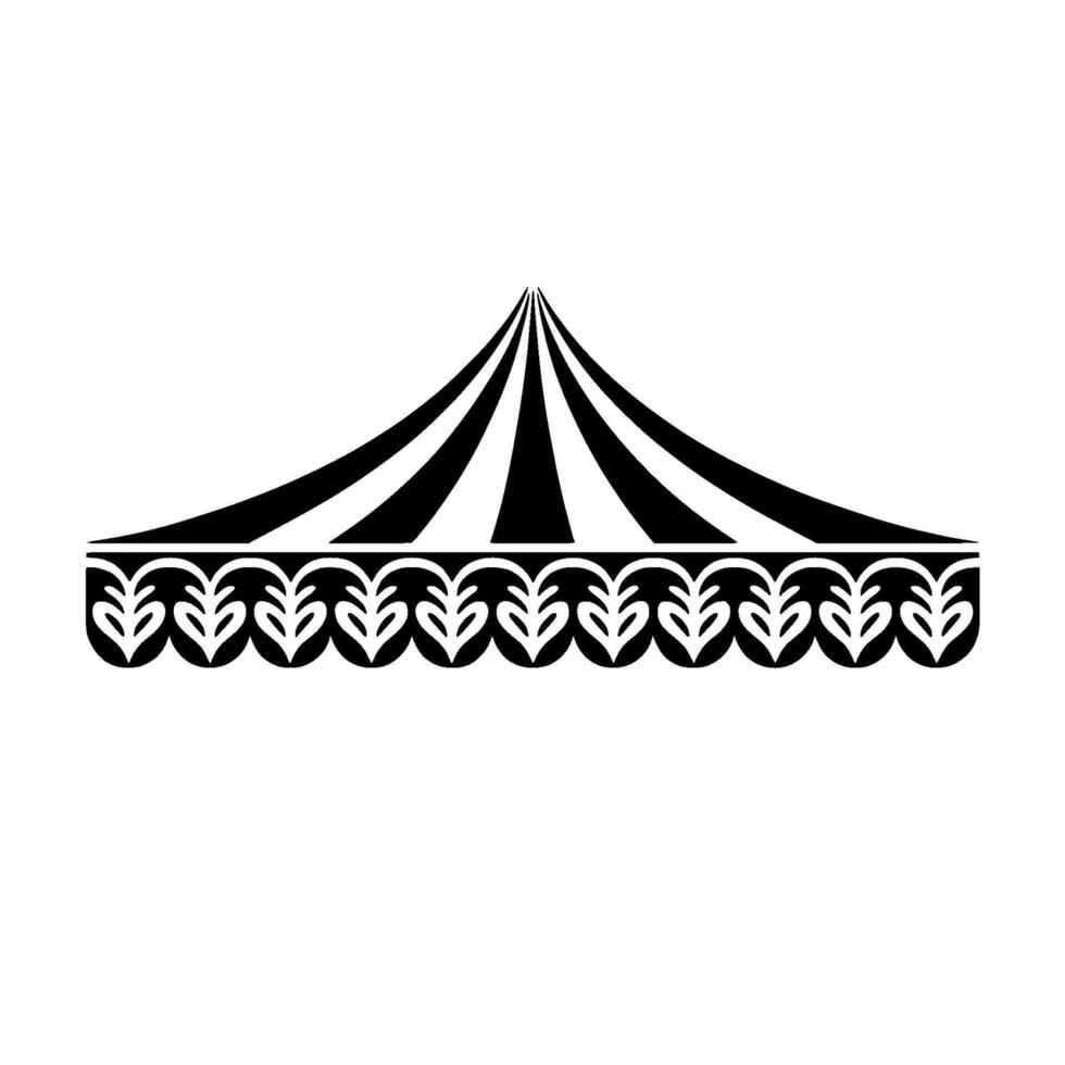 Stylized Tent Silhouette with Leaf Border Vintage Illustration vector