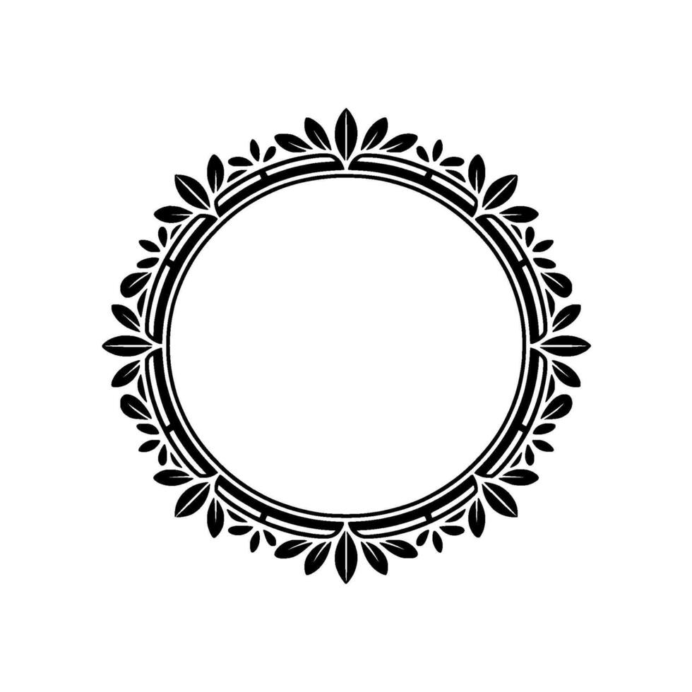 Elegant Botanical Circle Frame, Minimalist - Floral - Leaf vector