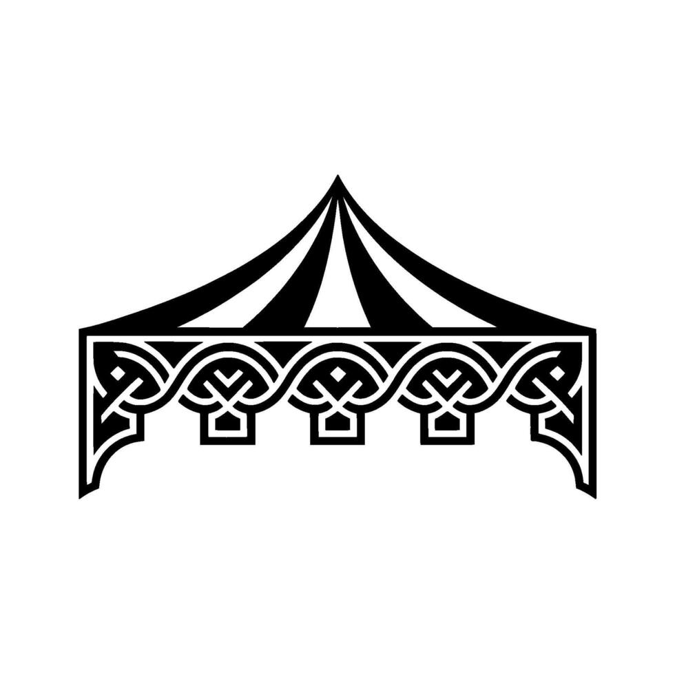 Intricate Tent Ornament, Geometric, Black White vector