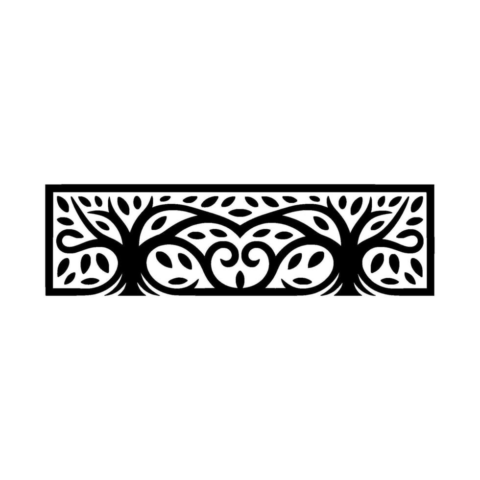 Elegant Black Tree Border, Vintage Element - Floral vector
