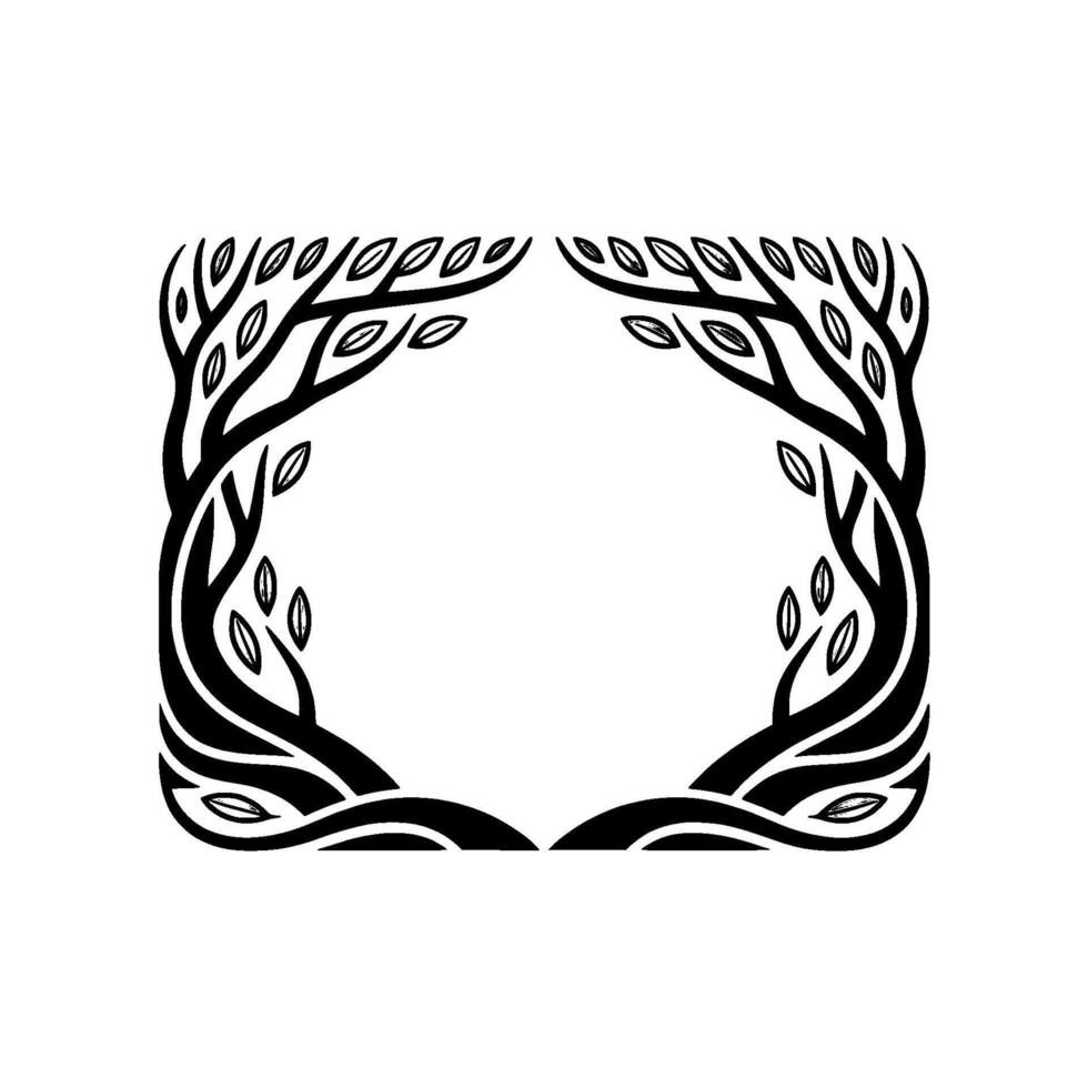 Stylized Tree Frame, Minimalist Botanical - Decorative vector