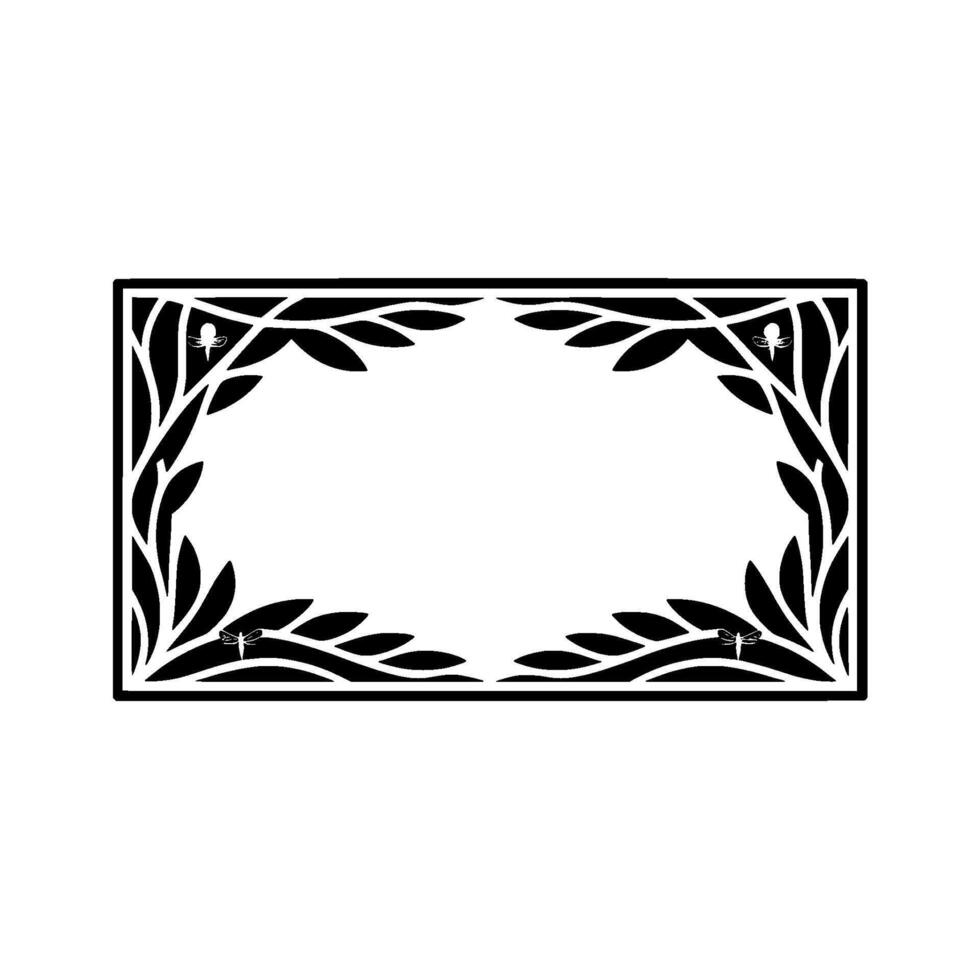 Art Nouveau Dragonfly Frame, Elegant Botanical vector