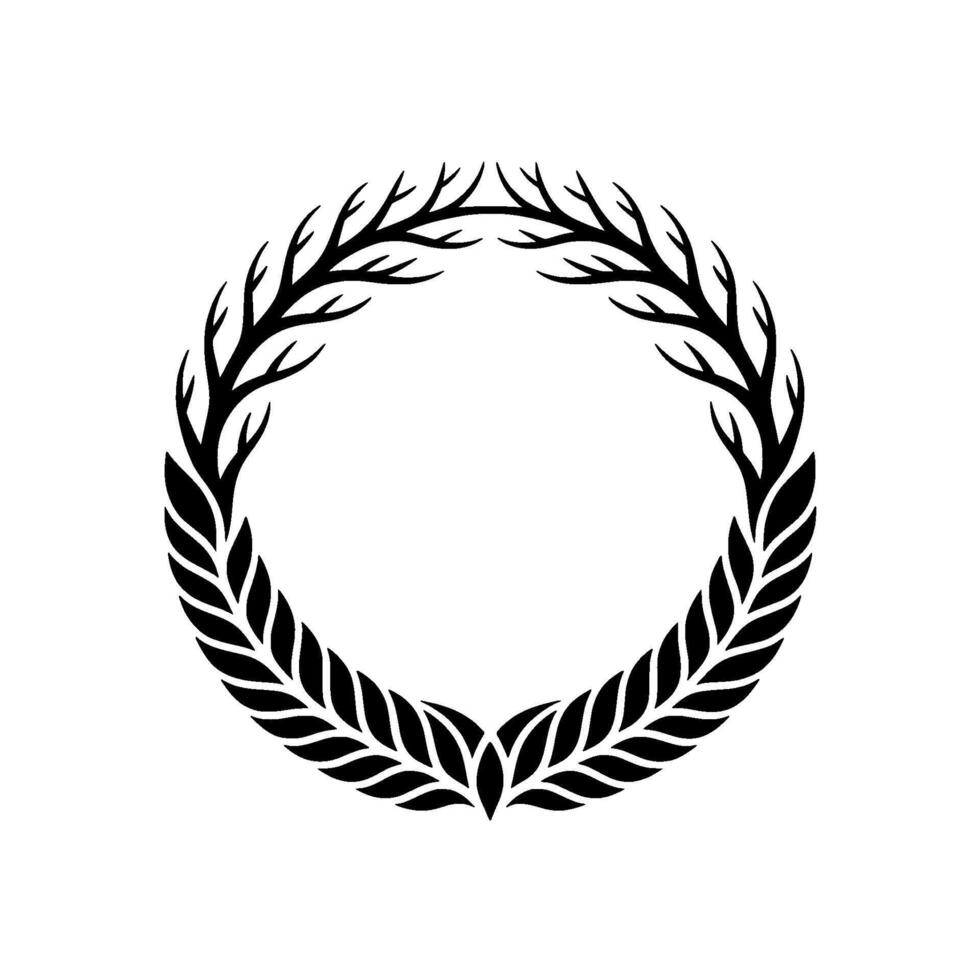 Elegant Laurel Wreath, Minimalist, Circular Emblem - Botanical vector