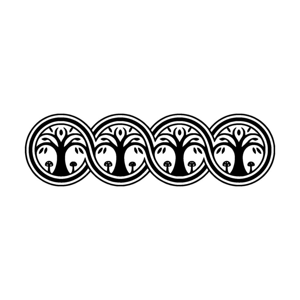 Intricate Celtic Tree Border, Vintage Motif, Circular vector