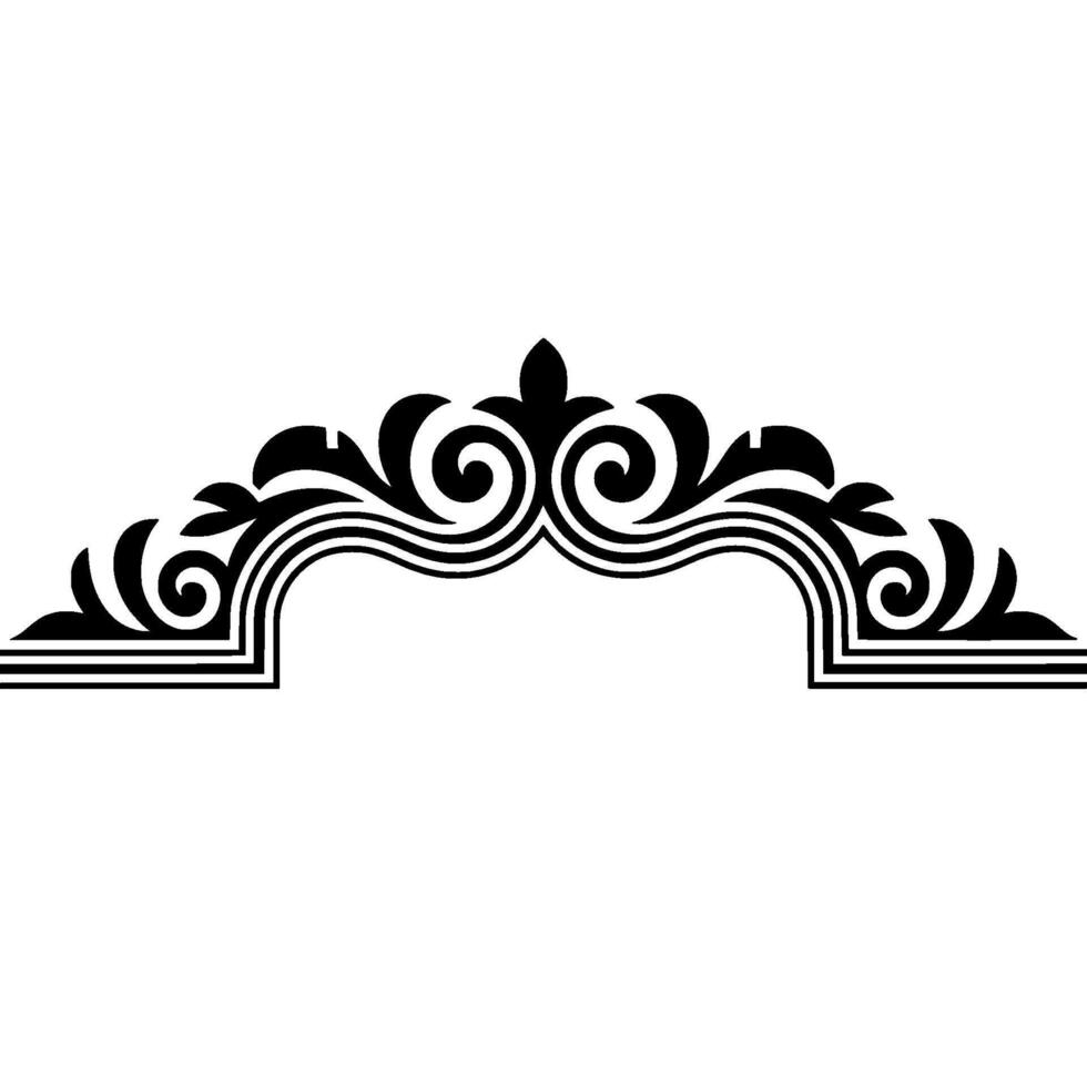Ornate Black Floral Arch Vintage Decorative Element vector